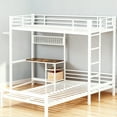 thumbnail image 6 of Toauuo Twin Over Twin L-Shaped Metal Bunk Bed - With Desk Station, Storage Shelves & Drawers, Safety Guardrail & Ladder for Teens, 6 of 8