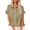 #02Khaki, variant on Linen Button Down Tops for Women Short Sleeve Summer Work Shirts Cute Ruffle Hem V Neck Blouses Dressy Casual Black M