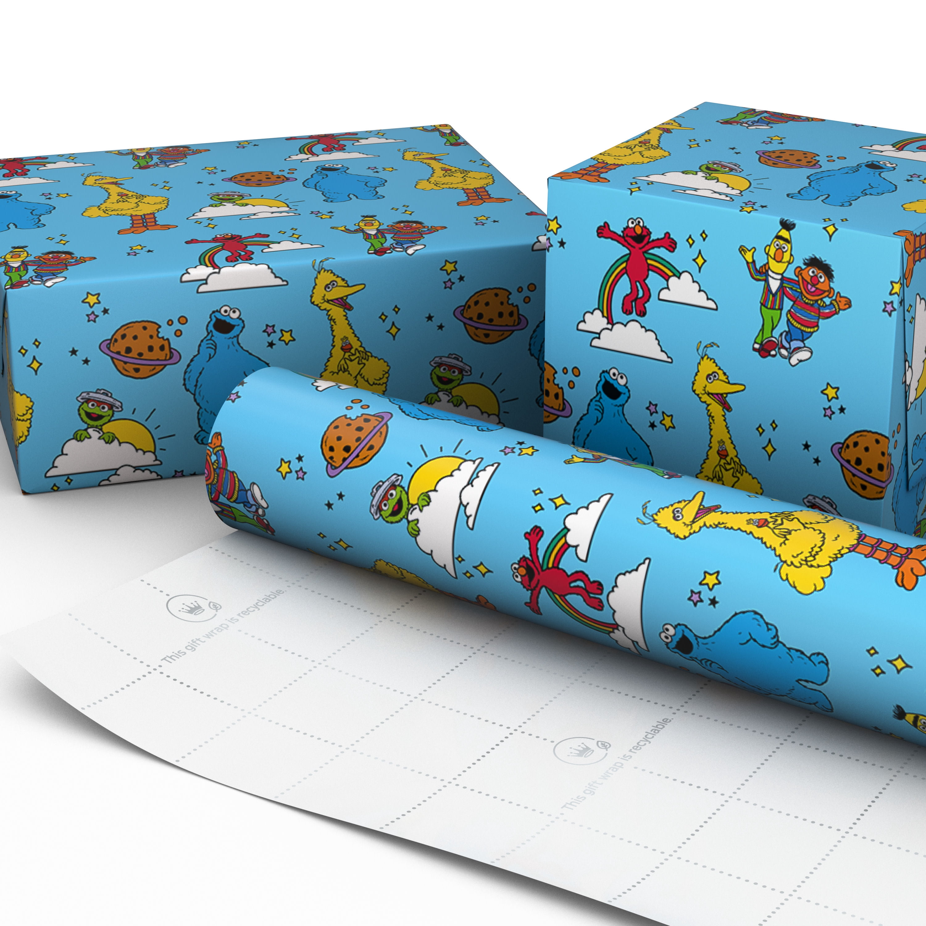 Hallmark Sesame Street Wrapping Paper Roll (Elmo and Friends) 17.5 sq. ft.