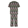 thumbnail image 4 of felwors PrinStory Women's Pajama Set Short Sleeve Shirt and Capri Pants Sleepwear Pjs Sets with Pockets Dark Gray, L, 4 of 4
