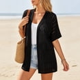 thumbnail image 6 of Edvintorg Women's Coats Short Sleeve Lightweight Casual Jackets Loose Open Front Outerwear with Pockets Summer Clothes Women Black XXL, 6 of 8