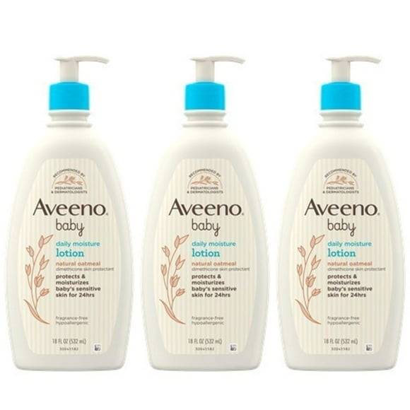 Loción Aveeno Baby, hidratante diaria, sin fragancia, 532 ml (x3)