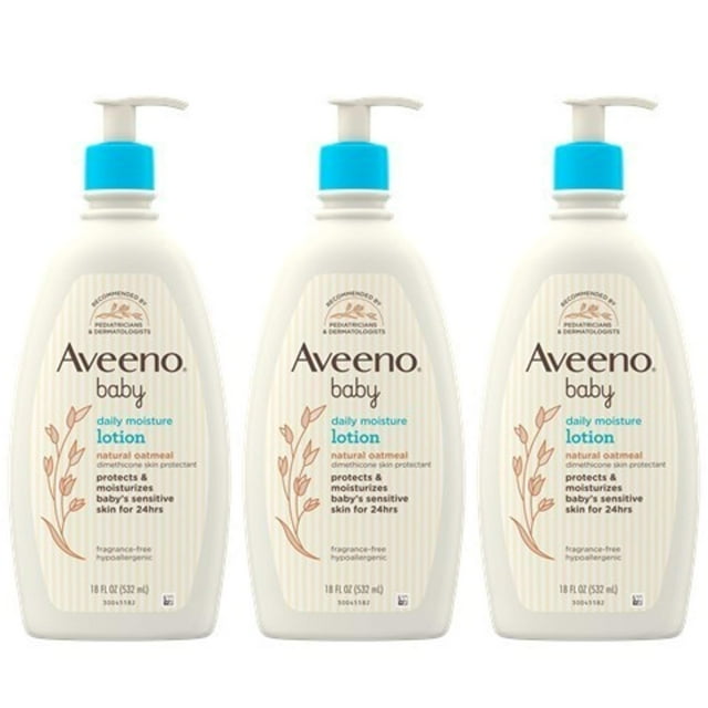 Loción Aveeno Baby, hidratante diaria, sin fragancia, 532 ml (x3)
