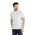 thumbnail image 1 of Men's Polo Performance Quick Dry Soft 2-Button Solid Short Sleeve Cotton T-Shirt (L, White), 1 of 1