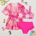 thumbnail image 2 of REDARER Girls Swimwear 3 Piece Set with Floral Cover Up Cute Print Bikini Swimsuit for Beach Pool Summer Vacation Outfit,Girls Swimsuit,12-18 Months, 2 of 6