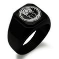 thumbnail image 1 of Stainless Steel Scarab Beetle Sun Ring Engraved Square Flat Top Biker Style Polished Signet Ring, 1 of 1