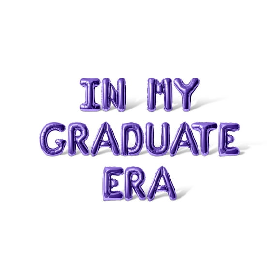 Letter Balloons - IN MY GRADUATION ERA 16" Inch Alphabet Letters Foil Mylar Balloon Graduation Day Party Banner (Purple)