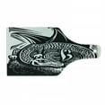 thumbnail image 1 of Dragon Cutting Board, Shadded Skin Dragon Curled up Under Long Wings Digital Sketch Illustration, Decorative Tempered Glass Cutting and Serving Board, Wine Bottle Shape, Black and White, by Ambesonne, 1 of 1