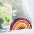 thumbnail image 4 of TISHITA Wooden Rainbow Stacker Montessori Geometry Colorful Building Blocks Blocks Toys Mocha Brown, 4 of 8