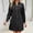 Black, variant on XPMWRP Women Stand Collar Long Sleeve Pocket Denim Shirt Dress Button Front Casual Loose Mini Tunic Dress Dark Blue M