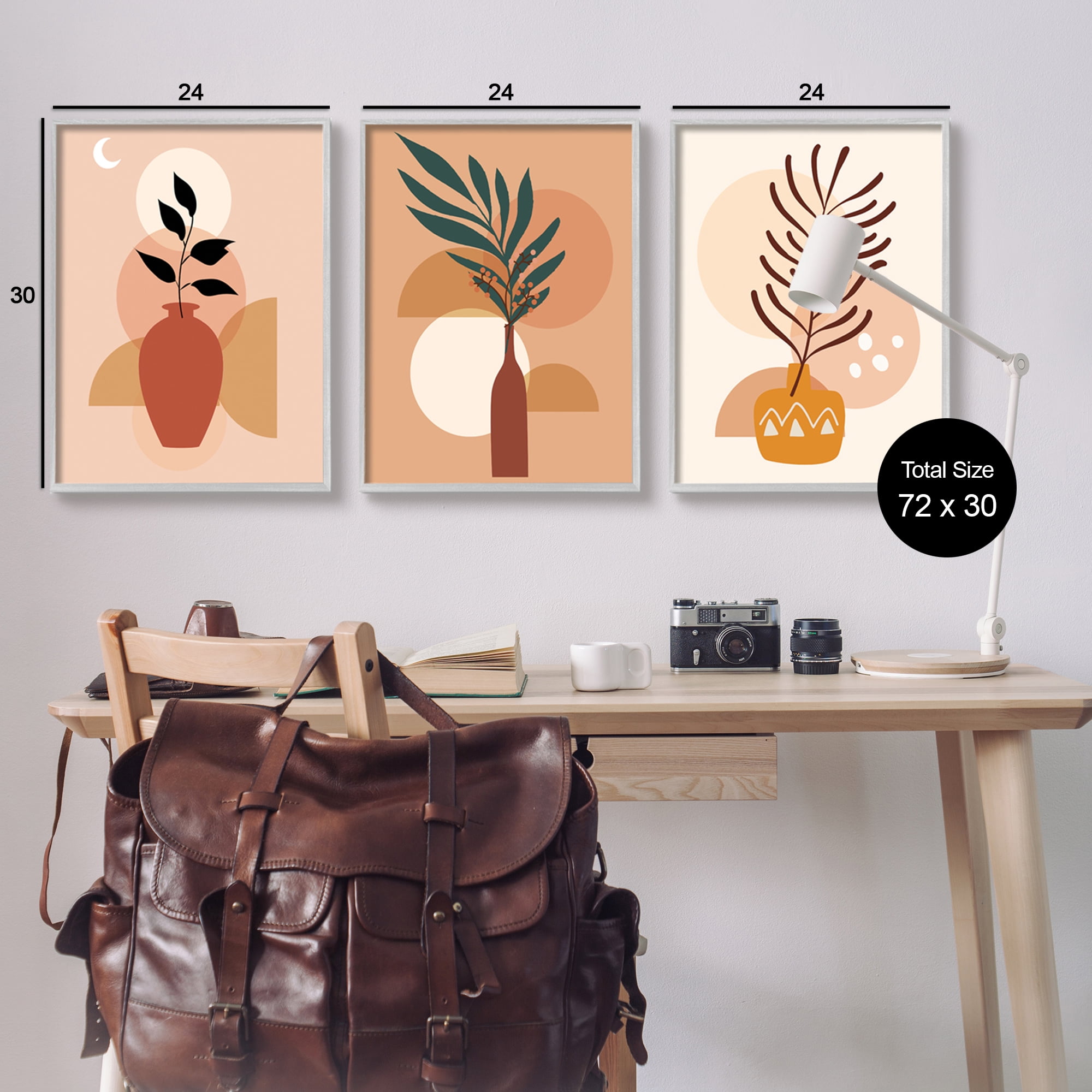 Stupell Industries Boho Plant Vases Botanical & Floral Painting Gray Framed Art Print Wall Art, 24 x 30