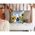 thumbnail image 3 of English Bull Terrier in Sunflowers Throw Pillow 14 in x 14 in, 3 of 5
