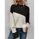 thumbnail image 5 of Suéter Casual de Color Block para Mujer, Cuello Redondo, Larga, Punto Acanalado Negro M, 5 of 8