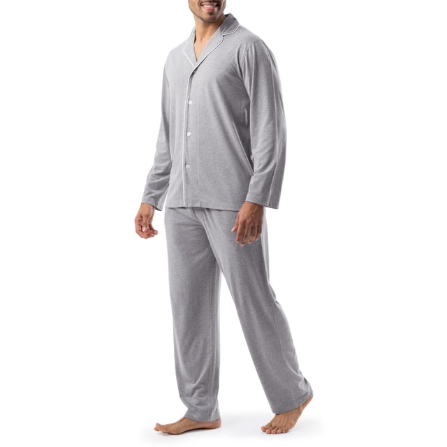 Conjunto de pijama IZOD de punto de gamuza para hombre, color gris XXL