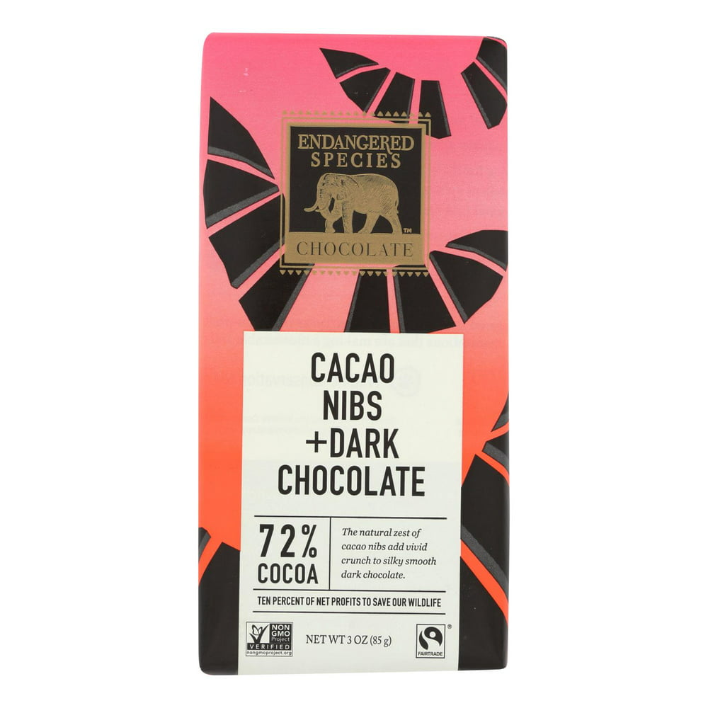 (Case of 12 )Endangered Species Natural Chocolate Bars Dark Chocolate