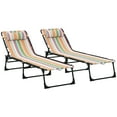 thumbnail image 1 of Outsunny 2 Pcs Chaise Longue Pliante, Chaise Longue avec Appui-Tête Multicolore, 1 of 10