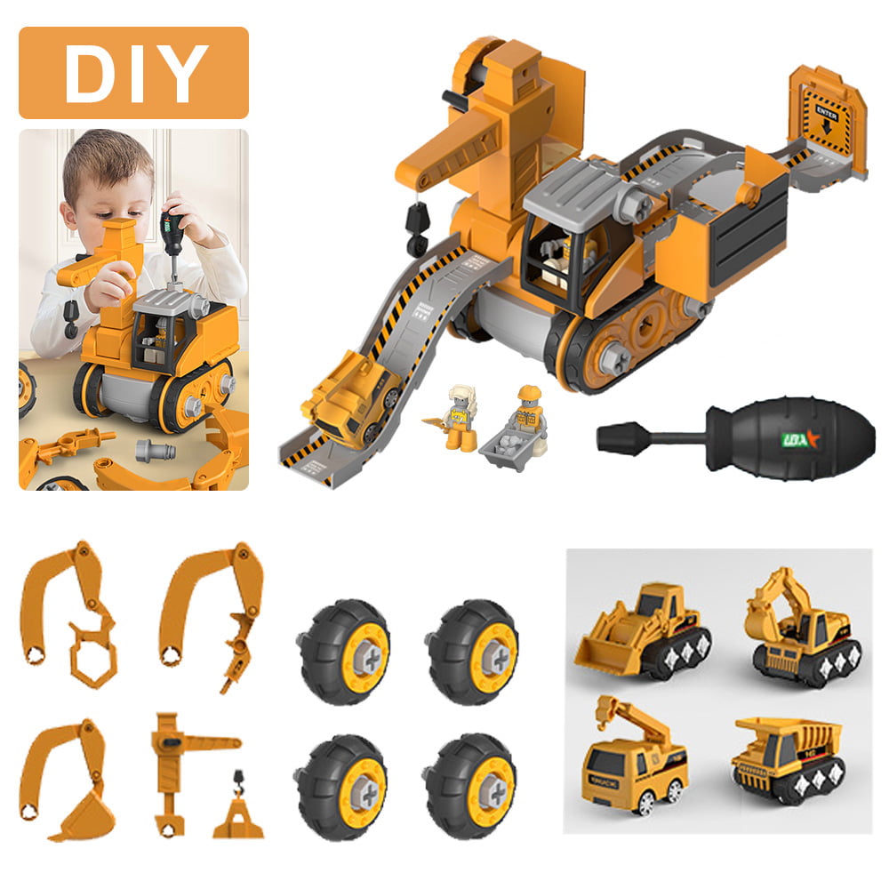 Kids Construction Trucks Toy Take Apart Assembly Toy Child Build Toys Set Gift 