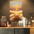 thumbnail image 1 of Promenade en Bois Marron sur la Plage - Impression sur Toile Pont, 1 of 3