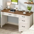 thumbnail image 3 of Vabches Farmhouse Wood 47.2"W Executive Desk, Home Office Computer Writing Desk with Storage and File Drawer for Bedroom, 3 of 7