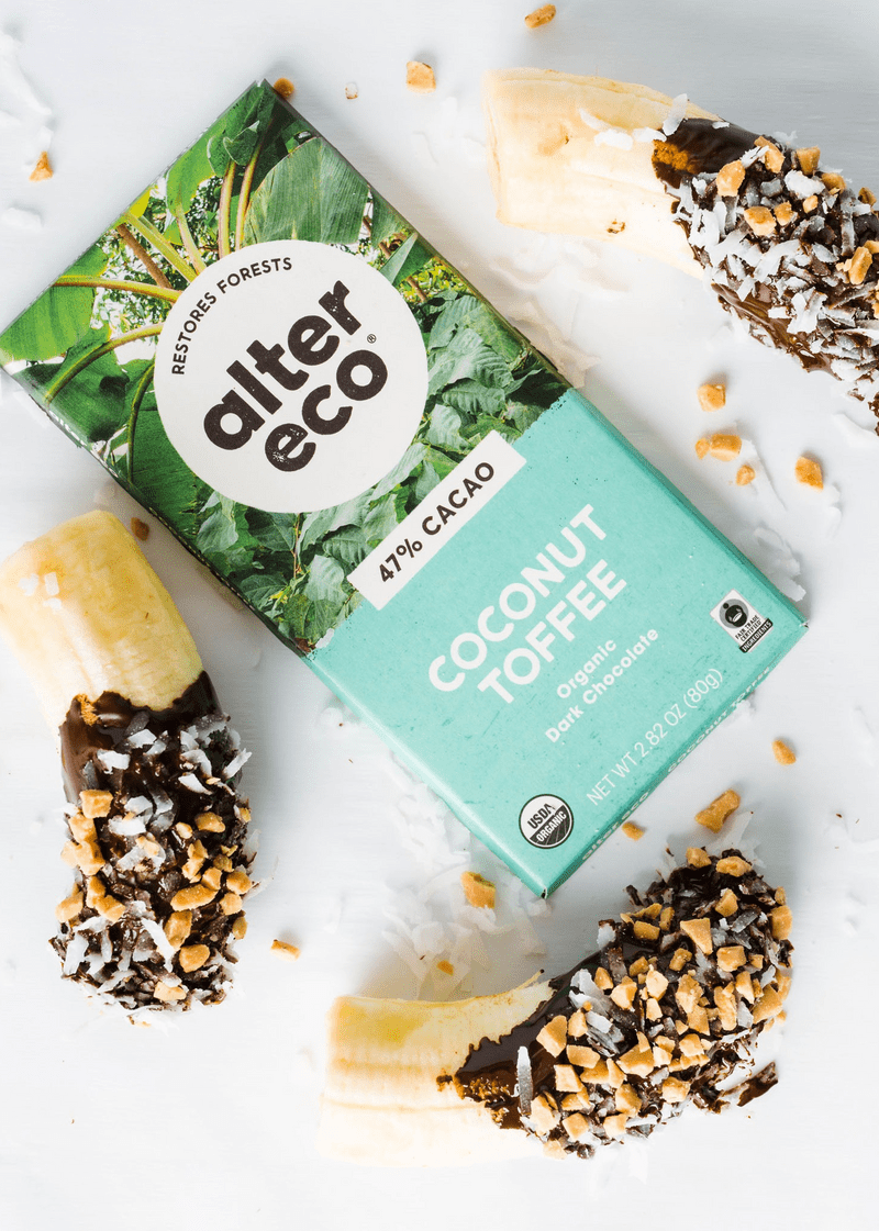 Pack of 12, Alter Eco Organic Dark Chocolate Bar Coconut Toffee, 2.82 oz