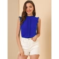thumbnail image 3 of Blusas Elegante Sin Mangas Vintage De La Década De 1950 Con Volantes Para Oficina De Negocios Para Mujer Azul real S, 3 of 6