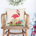 thumbnail image 4 of Christmas Farmhouse Pillow Cover Flamingos Wear Santa Hats Decorative Home Cushion Cover Cotton Linen 20x20 Inch Flowers Outdoor Decor for Sofa Couch Pillowcase (Winter Flamingo), 4 of 6