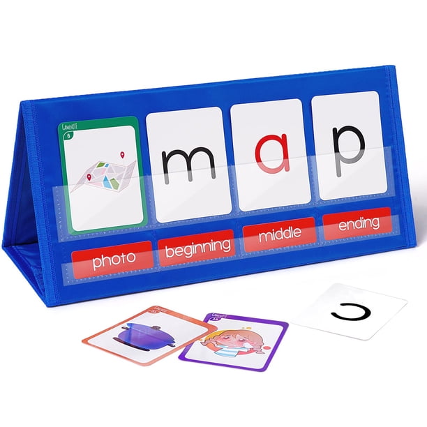 Kit de tarjetas didácticas Word Building de escritorio con gráficos de bolsillo para carpa