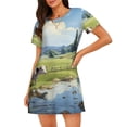 thumbnail image 1 of Easygdp Pasture Cow Camisón de manga corta para mujer, informal, estampado, 1 of 6