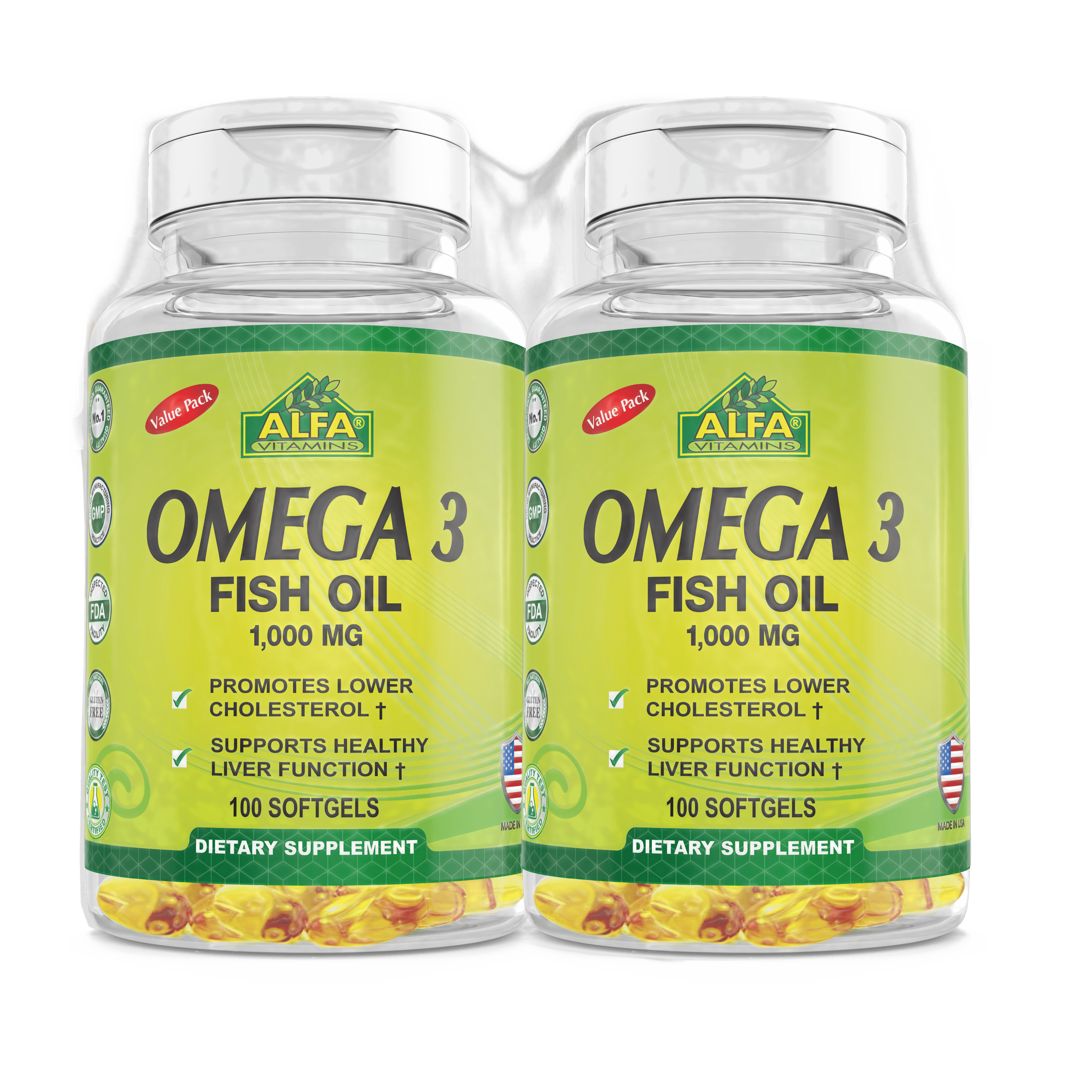 Alfa Natural Omega-3, 1000mg, 100ct, 2pk