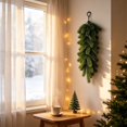 thumbnail image 6 of OKKVV Christmas Teardrop Swag, Artificial Realistic Pine Needle Hanging Swag Ornament, Green Foliage Teardrop Wreath For Front Door Wall Mantel Window Indoor Holiday Home Decoration, 23.62 in, 6 of 8