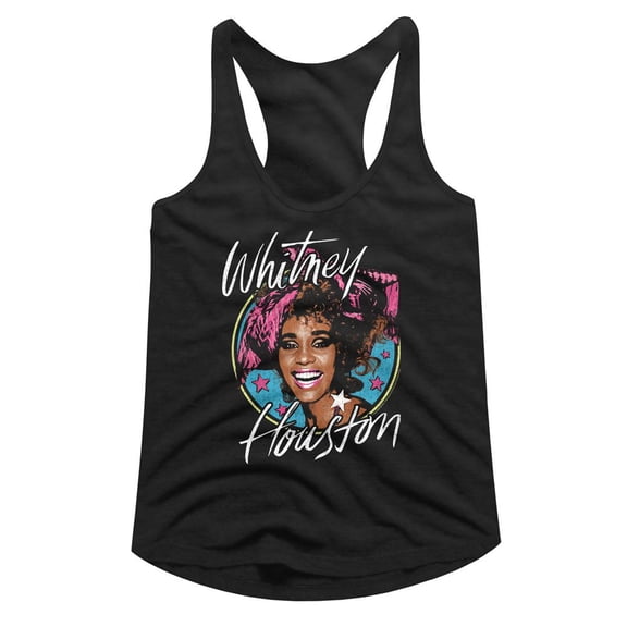 Whitney Houston Stars Black Women's Slim Fit Racerback Tank Top