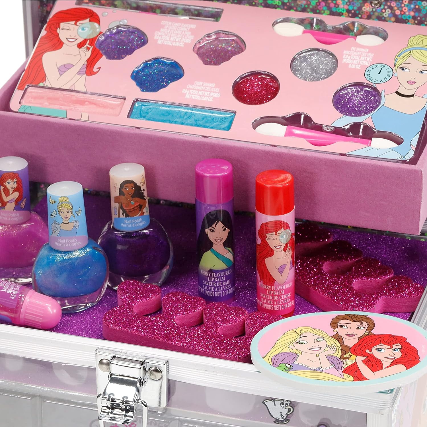 Disney Princess Train Case Pretend Play Makeup Set for Girls Ages 3+ Toy  Beauty Gift
