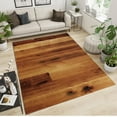 thumbnail image 2 of Brown Wood Plank Texture Area Carpet, Vintage Distressed Art Non-Slip Carpet, Floor Rugs Machine Washable Breathable Soft for Hardwood Floors Living Room Bedroom Entrance 2x3ft, 2 of 7
