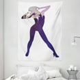 thumbnail image 1 of Rave Tapestry, Silhouette of Dancing Young Lady in High Heel Shoes Purple Disco Image Built-in Design, Wall Hanging for Bedroom Living Room Dorm Decor, 60"W X 80"L, Multicolor, by Ambesonne, 1 of 2