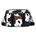 thumbnail image 1 of Bandolera Montana West Wrangler de piel vegana negra con estampado de vaca, 1 of 6