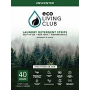 Eco Living Club Laundry .. Detergent Sheets Hypoallergenic, Eco-Friendly, .. Biodegradable, Plastic Free, Paraben .. and Cruelty Free, Travel .. Friendly Eco-strips (40 Load) .. (Unscented)