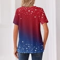 thumbnail image 4 of Womens Patriotic V Neck Tee Independence Day Print Short Sleeve Decorative Button Casual Top Breathable Fabric, 4 of 4