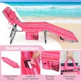 thumbnail image 3 of Costway 2 PCS Outdoor Beach Lounge Chair Folding Chaise Lounge with Pillow Pink Stripe, 3 of 3