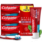 Colgate Optic White Advanced Teeth Whitening Toothpaste, 2% Hydrogen Peroxide Toothpaste, Icy Fresh, 3.2 Oz, 3 Pack