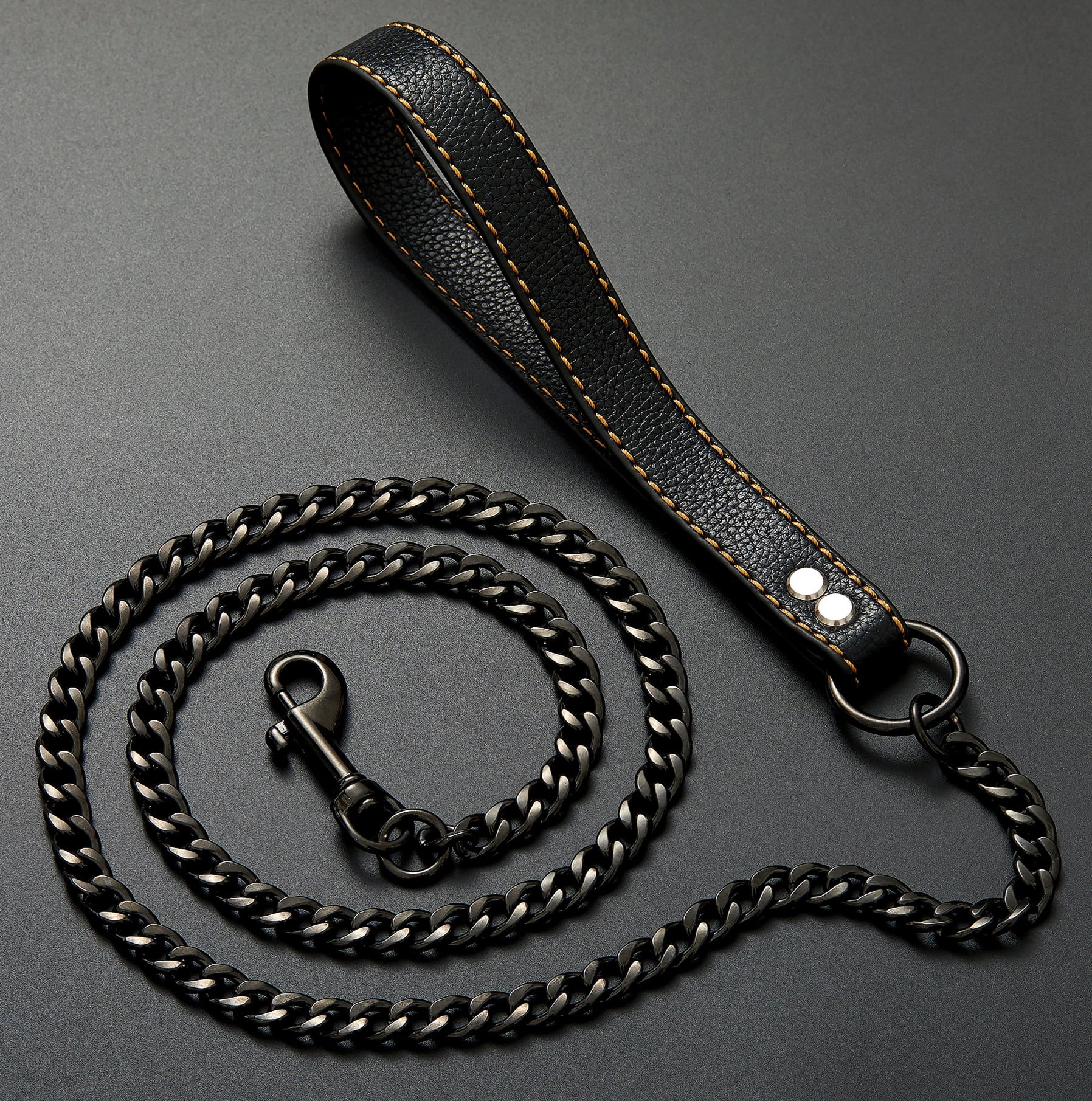 W/W Lifetime 3ft Strong Chew-Proof Metal Steel Black Training Walking Dog Leash Pet Door