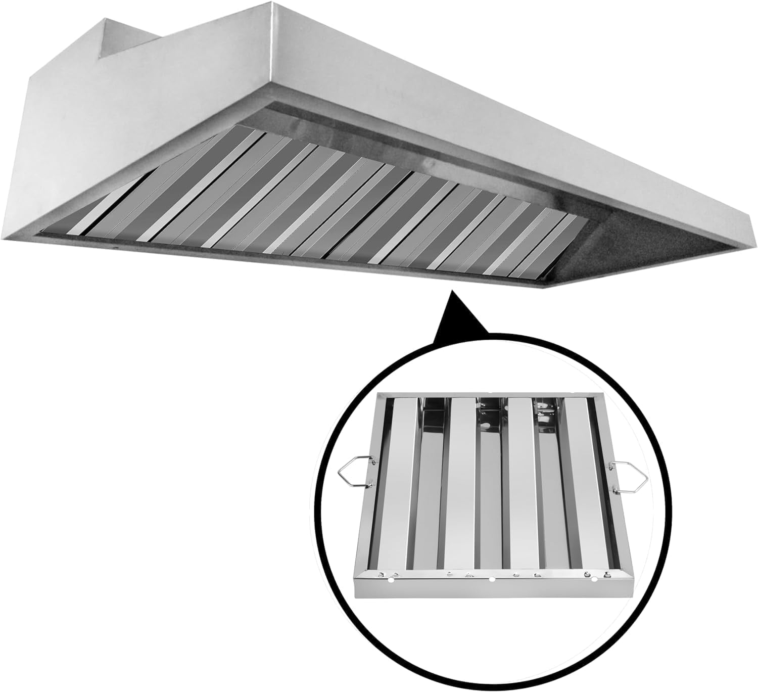 TrueCraftware- 16" W x 20" H Stainless Steel Commercial Kitchen Hood Filter - Restaurant Hood Filters Range Hood Filter Range Hood Baffle Grease Filter for Restaurant Kitchen Exhaust Hoods