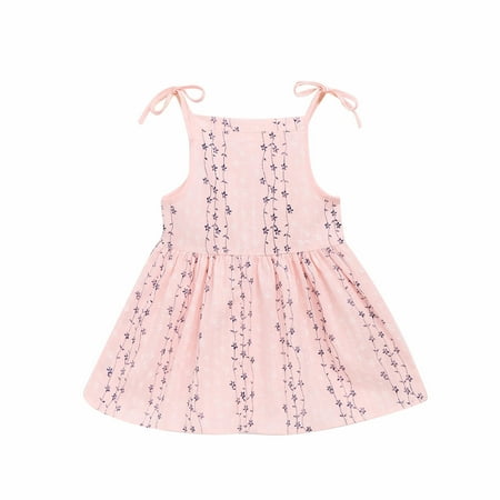

QWERTYU Infant Baby Toddler Child Children Kids Striped Summer Dresses Square Neck Sundress Sleeveless Dress for Girls 9M-4Y 110