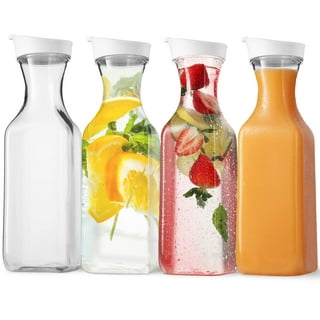  NETANY 50 Oz Water Carafe with Flip Top Lid, Clear Plastic  Pitcher Jug, 4 Pack Juice Containers, BPA Free - for Water, Iced Tea,  Juice, Lemonade, Milk, Cold Brew, Mimosa Bar —