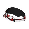 thumbnail image 2 of Fotbe Ladybugs on Black and White Striped1 Visera Deportiva con Diseño, Gorra Abierta Ajustable de Algodón para Mujer y Hombre, 2 of 7