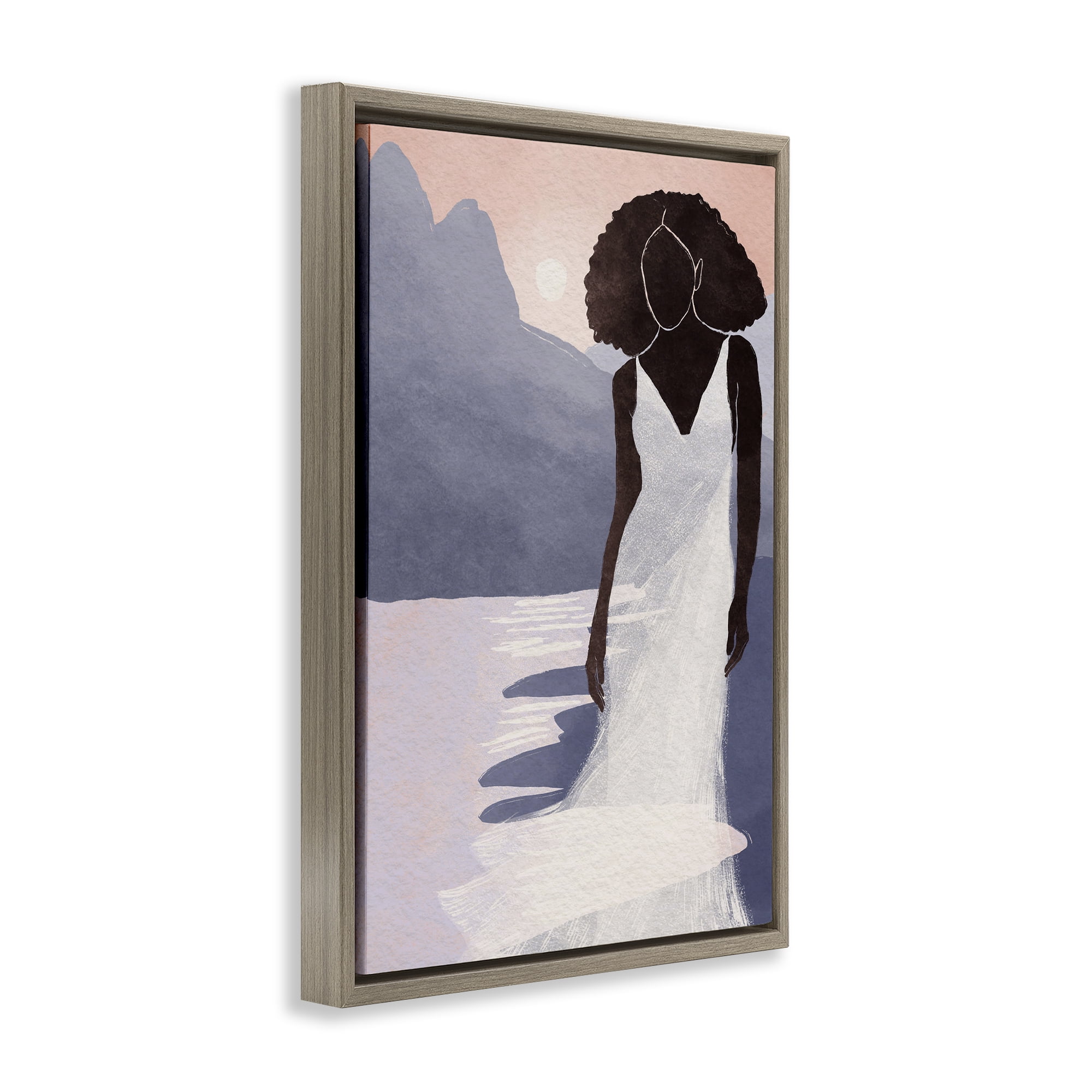 Stupell Industries White Gown Silhouette at Sunset Brown Framed Floater Canvas Wall Art, design by Yuyu Pont