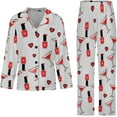 thumbnail image 4 of Top-kevin Latkes Love Challah Season Women's Long-Sleeve Shirt And Full-Length Bottom Pajama Set, 4 of 12