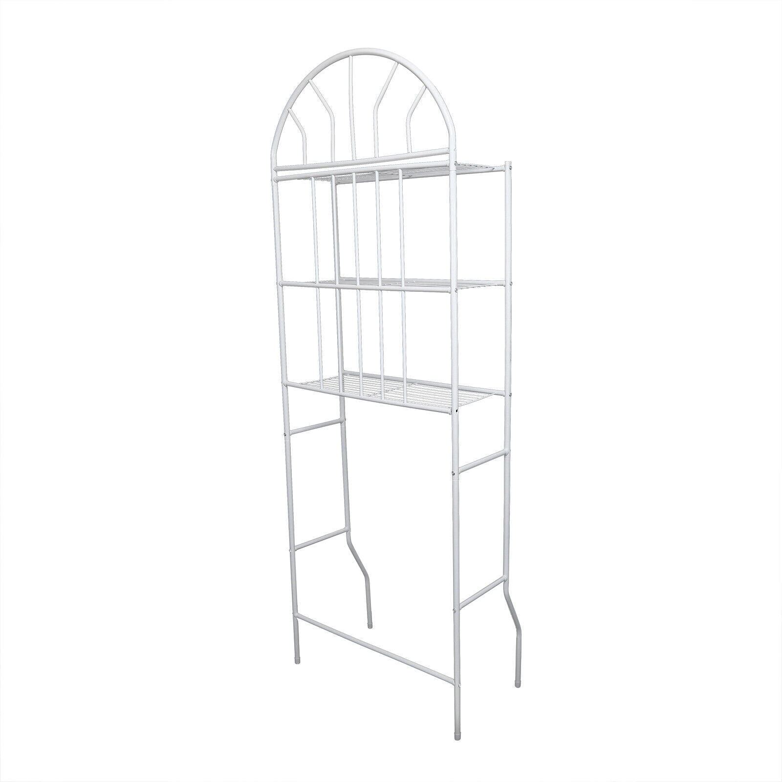 YIYIBYUS 3 Tier Over The Toilet Storage Shelf Iron Bathroom Organizer Storage Rack Freestanding Bathroom Shelves 70" Tall, White