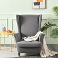 thumbnail image 4 of Eurhowing 2-Piece Wingback Chair Slipcovers with Cushion Cover, Stretch Elastic Jacquard Armchair Cover for Living Room, Furniture Protector for Pets, Kids, Dark Grey, 4 of 13