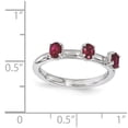 thumbnail image 2 of 2.5mm Sterling Silver Stackable Created Ruby Three Stone Ring - .75 cwt - Size 5, 2 of 2