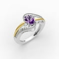 thumbnail image 4 of OMRE 925 Sterling Silver and 10K Yellow Gold Genuine Amethyst and February Birthstone Ring Women, 4 of 5